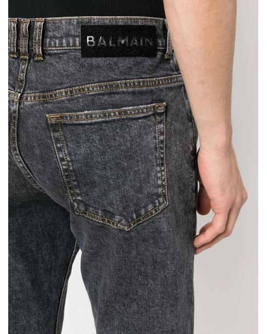 Vaqueros Rectos De Talle Medio Balmain de hombre de color Blue