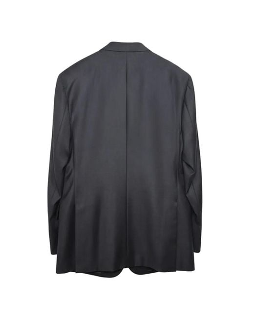 Isaia Gray Textured Two-Button Blazer for men