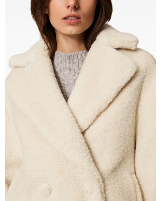 Twinset Natural Double-Breasted Coat