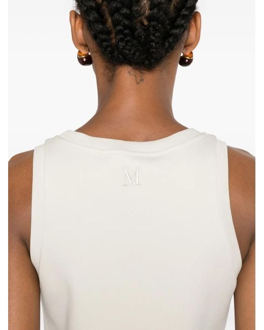 Max Mara White Haut Sans Manches Carilina À Logo Brodé