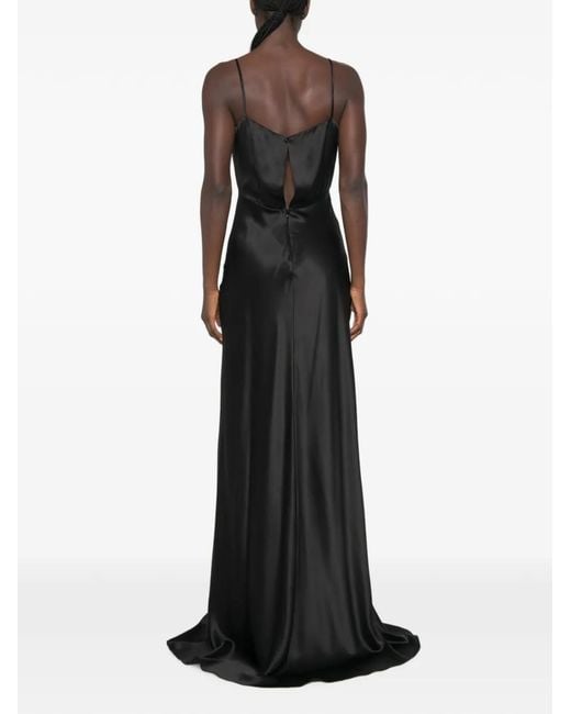Max Mara Black Satin-Finish Back-Cutout Dress