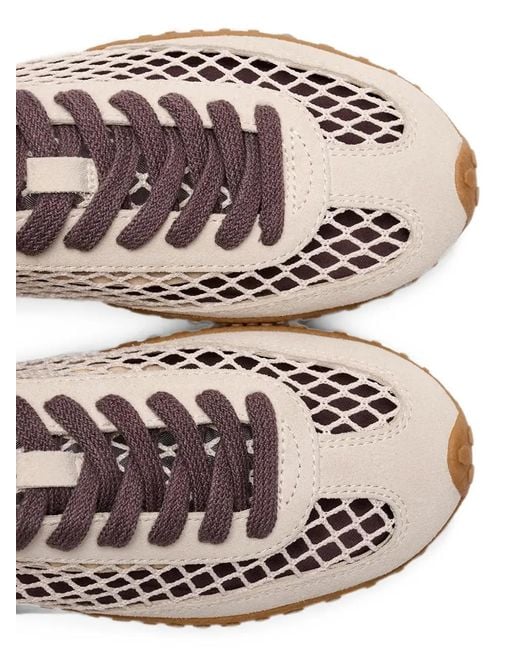 HOFF White Bridge Fishnet Mesh-Panelled Suede Sneakers