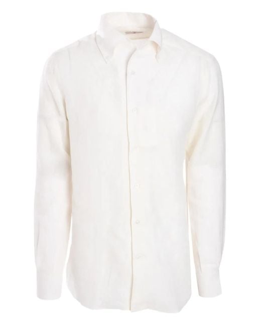 メンズ Luciano Barbera リネンシャツ White