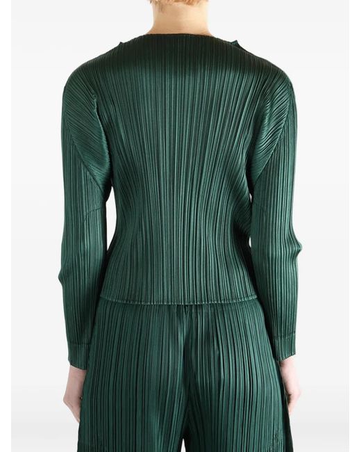 Pleats Please Issey Miyake Green Pleated Top