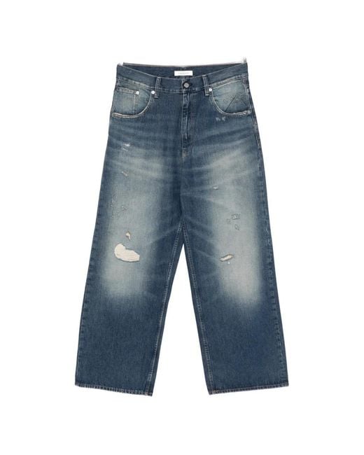 sunflower Blue Distressed-Effect Wide-Leg Jeans for men