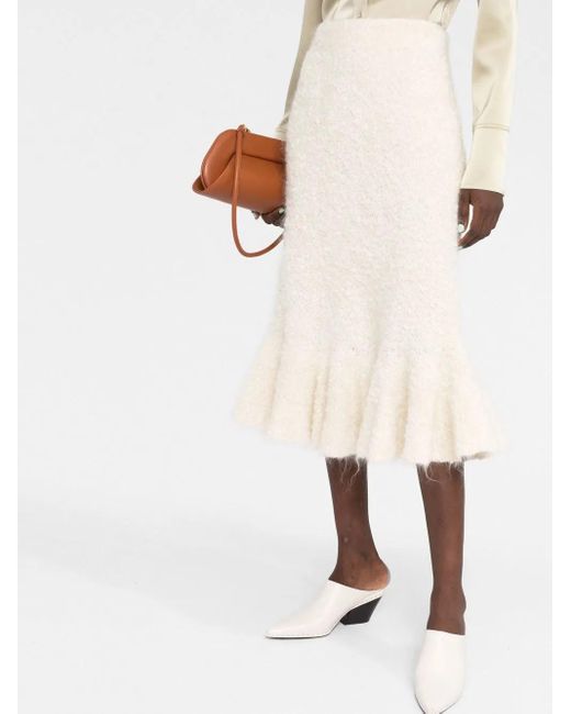 Jil Sander White Pleated-Hem Skirt