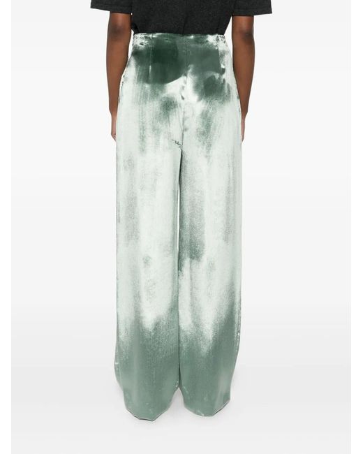 Alberta Ferretti Green Wide-Leg Trousers