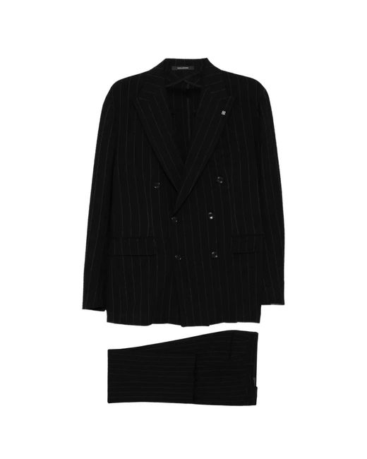 Tagliatore Black Pinstripe Double-Breasted Suit for men
