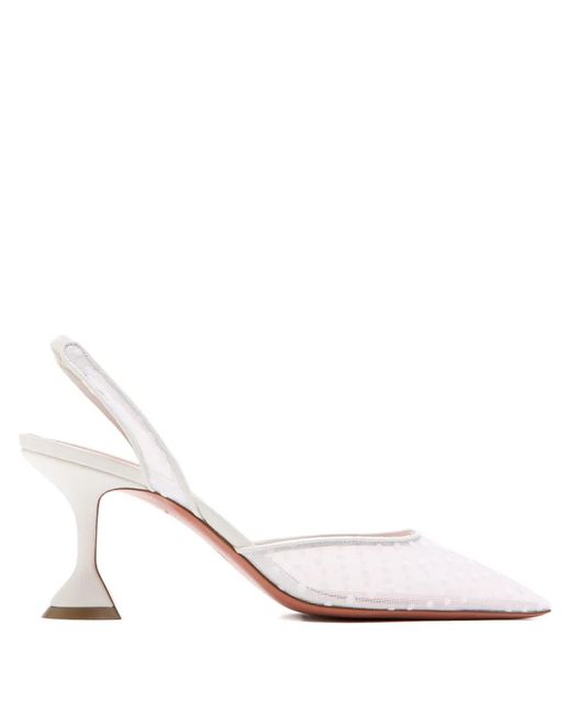AMINA MUADDI White Holli Polka-Dot Slingback Pumps