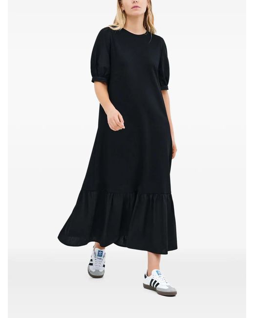 MARCELLA Black Olivia Ruffled Puff-Sleeve Midi Dress