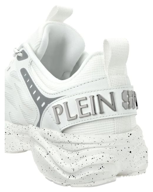 Philipp Plein White Runner Reflective Scratch Sneakers