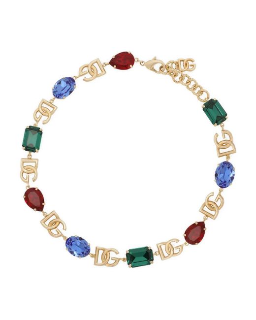 Dolce & Gabbana Halsketting Verfraaid Met Kristallen in het Metallic