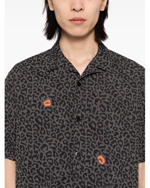 Undercover Overhemd Met Luipaardprint in het Black voor heren