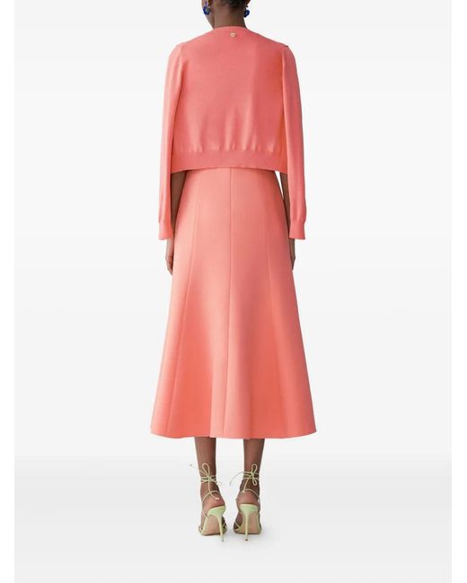 Carolina Herrera Pink Floral-Embroidered Cardigan