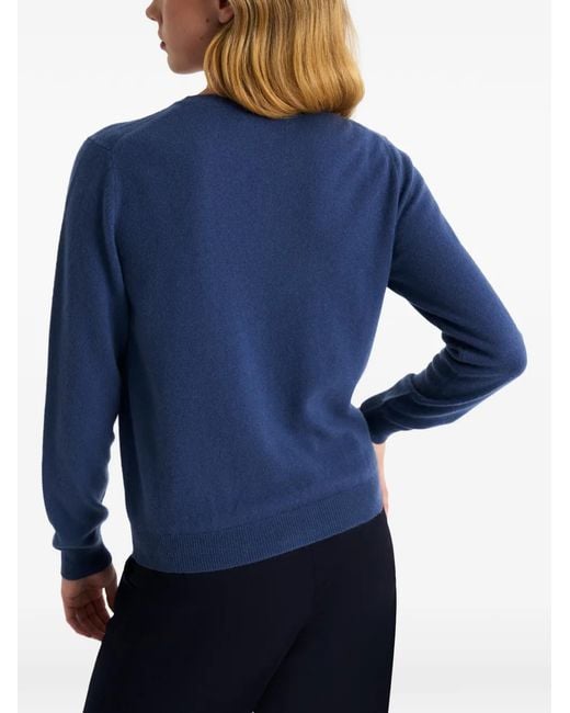 Pringle of Scotland Blue Crew-Neck Cashmere Cardigan