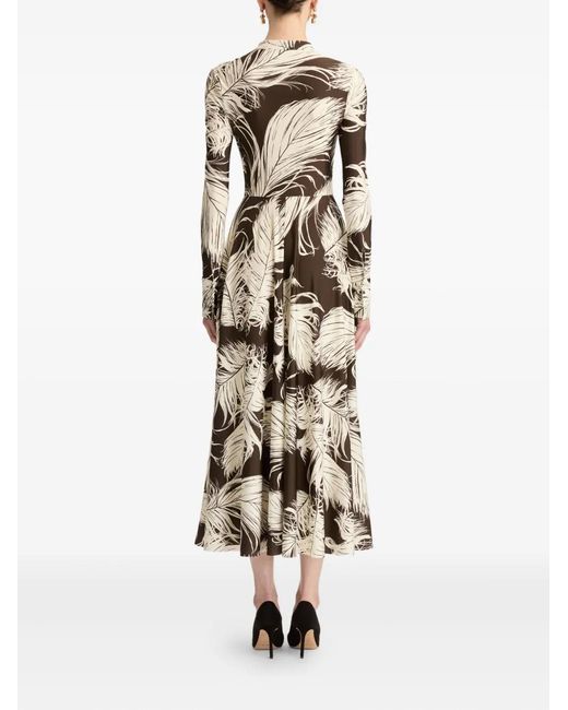 Oscar de la Renta White Feather Jersey Midi Dress