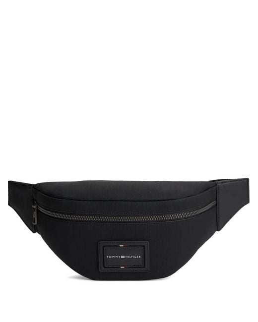 Tommy Hilfiger Black Logo-Patch Belt Bag for men