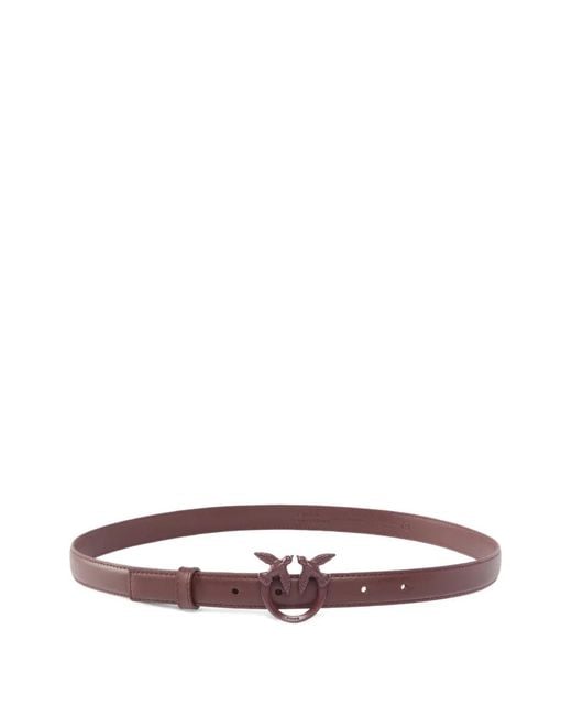 Pinko Red Thin Colour-Block Love Birds Leather Belt