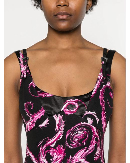 Versace Jeans Couture Purple Chromo Couture-Print Midi Dress