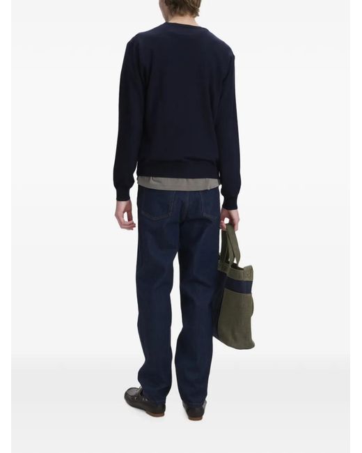 A.P.C. Blue Mathieu Logo-Embroidered Sweater for men
