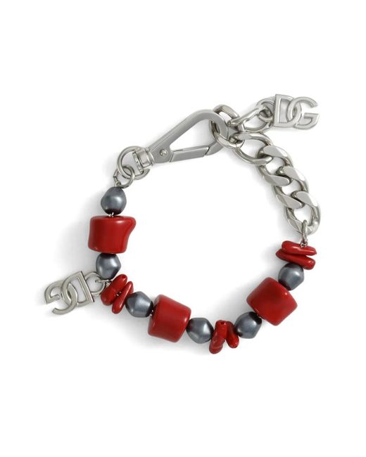 Dolce & Gabbana White Beaded Bracelet for men