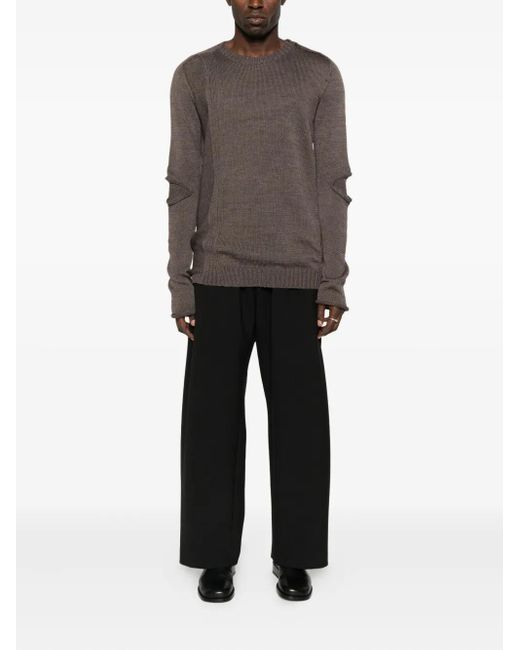Masnada Brown Elbow-Detail Side-Split Sweater for men