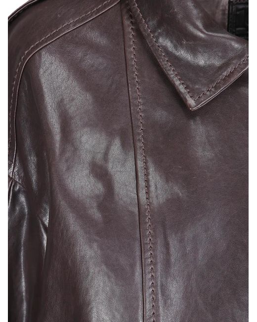 Desa Nineteenseventytwo Purple V-Neck Leather Jacket