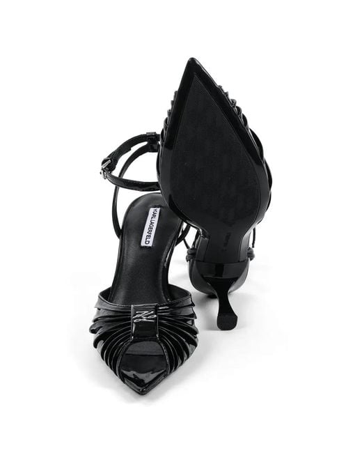 Karl Lagerfeld Black Leather Heeled Pumps