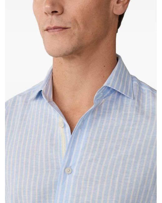 Hackett Blue Butcher-Stripe Tailored-Fit Shirt for men