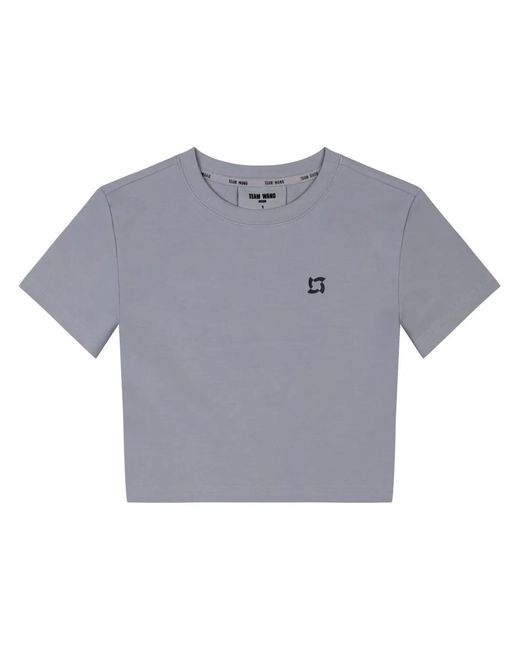 TEAM WANG design Gray X Chuang Asia Logo-Print Cropped T-Shirt