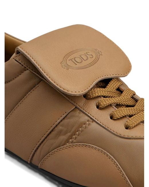 Tod's Brown Leather Strap Trainers for men
