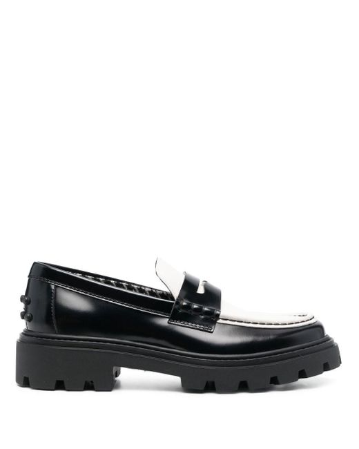Tod's Black 25mm Two-tone Penny Loafers