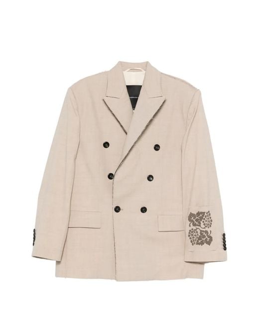 FEDERICO CINA Natural Double-Breasted Blazer