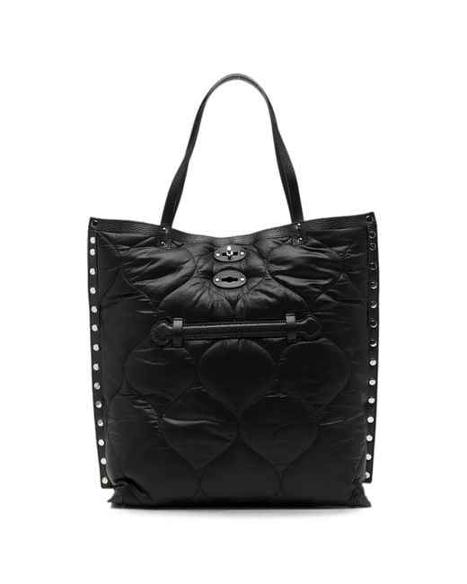 Zanellato Black Medium A'Spasso Lunaria Quilted Stud-Embellished Tote Bag