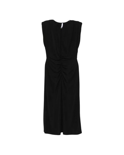 Imperial Black Ruched Sleeveless Midi Dress