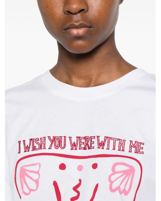 Pennyblack White Graphic-Print Cotton T-Shirt