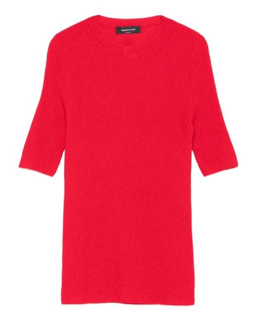 Fabiana Filippi Red Ribbed Short-Sleeve Top