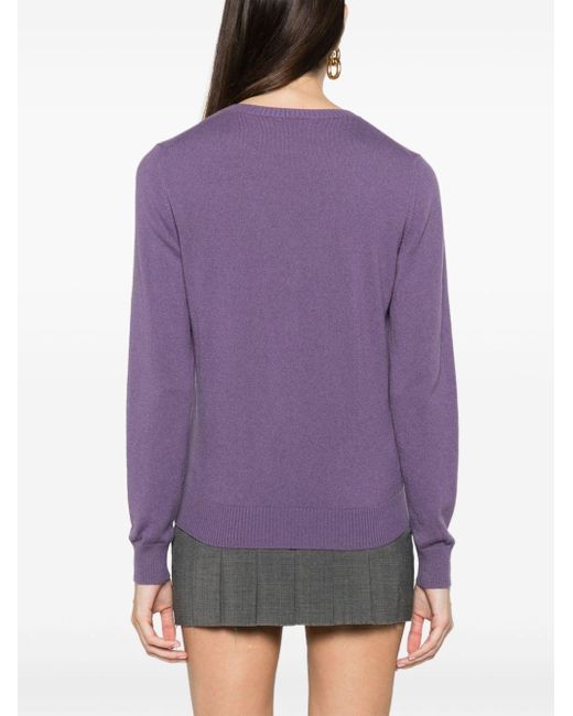 Miu Miu Purple Intarsia-knit Cashmere Cardigan