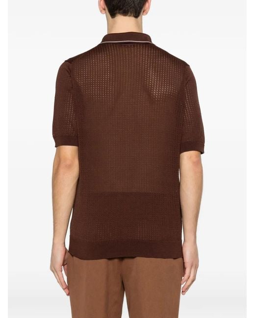 Tagliatore Brown Buttoned Polo Shirt for men