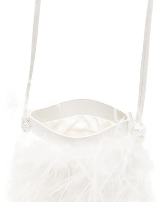 Yves Salomon White Feather-Detail Cross Body Bag