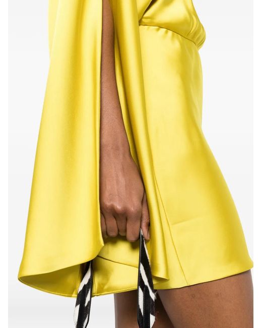 Norma Kamali Yellow Obie Cape-Sleeve Dress