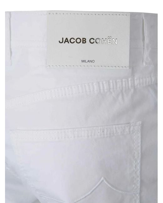 Jacob Cohen White Short En Jean À Patch Logo for men