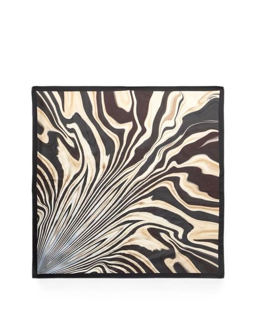 Roberto Cavalli Black Marble-Print Scarf