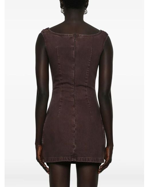 Magda Butrym Brown Square-Neck Denim Mini Dress