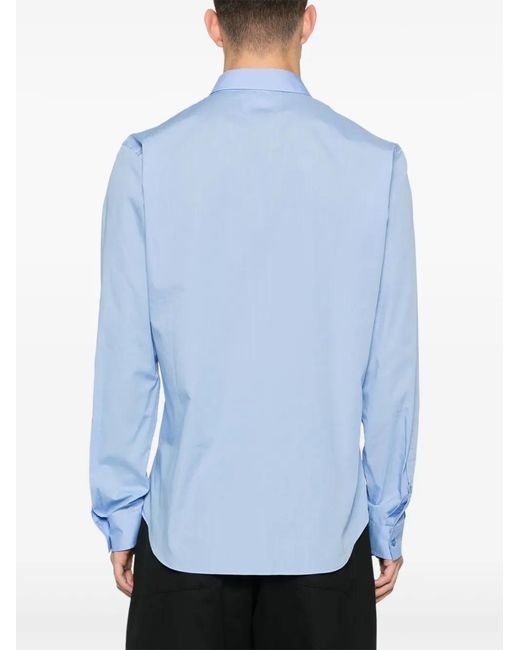 Versace Jeans Couture Blue Logo-Print Cotton Shirt for men