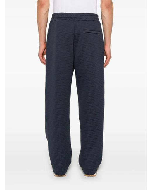 Fendi Blue Ff-Embossed Sweatpants for men
