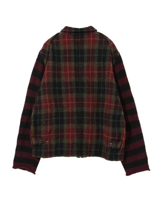 Undercover Black Plaid-Pattern Zip-Up Jacket for men