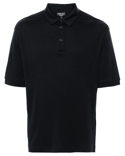 Giorgio Armani Black Cashmere Polo Shirt for men
