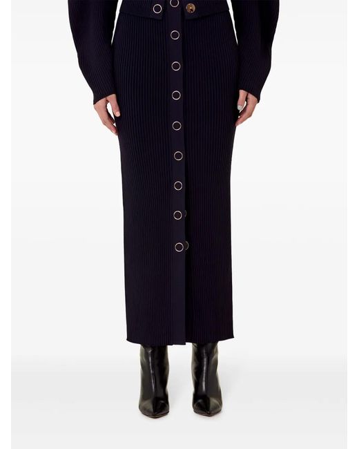 Nicholas Black Ribbed Knit Maxi Skirt