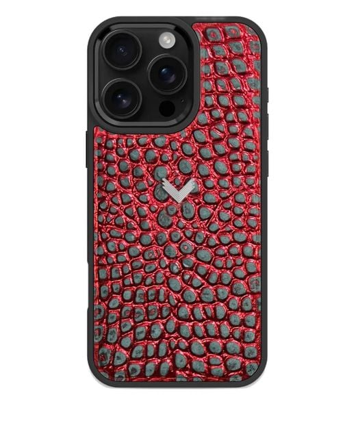 Velante クロコパターン Iphone 16 Pro ケース Red
